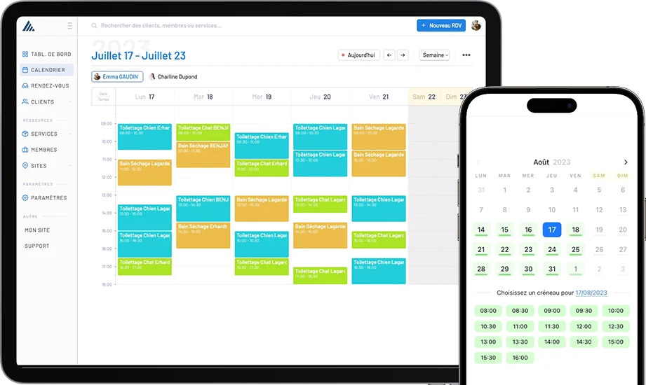 Tablette et smartphone pour gestion salon de toilettage